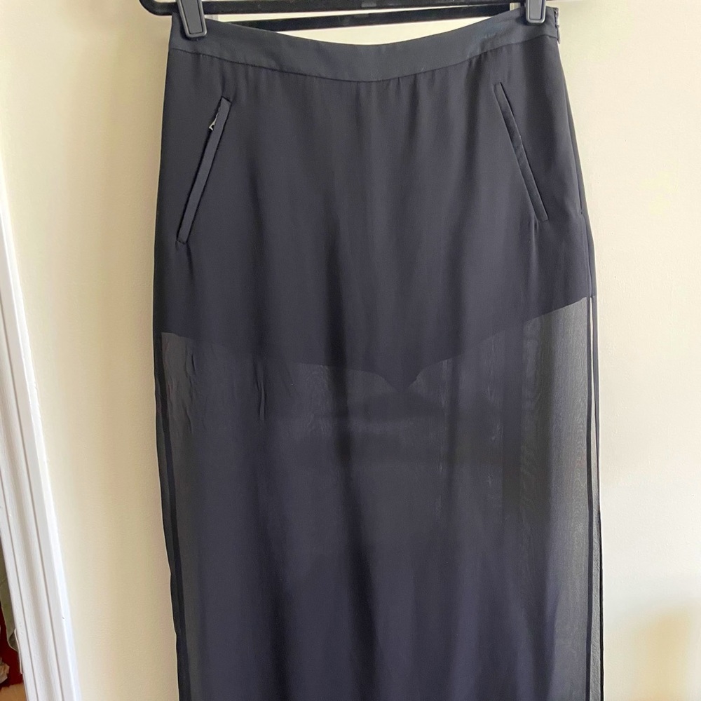 BCBG sheer skirt with high slit